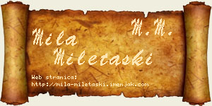 Mila Miletaški vizit kartica